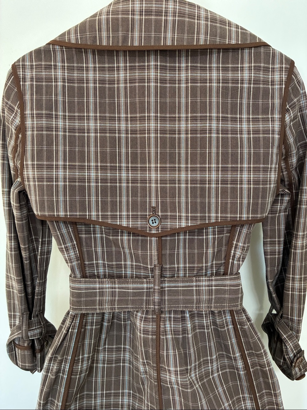 BCBGMaxAzria Trench Coat"Adele" Plaid Coat Excellent Vintage Condition XS - Picture 7 of 8
